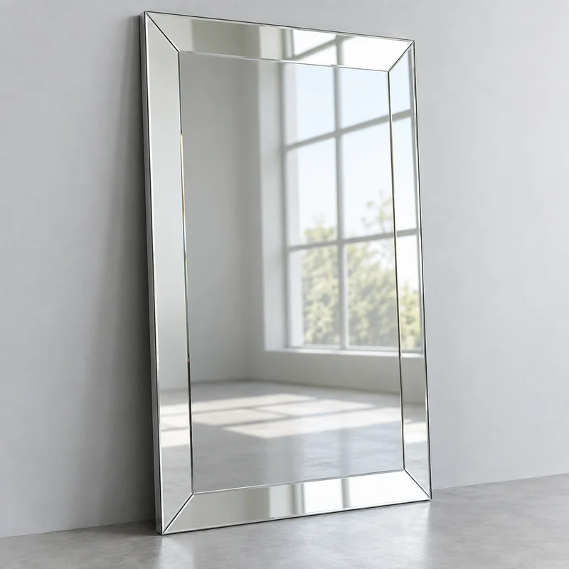 Beveled Edge Mirror in Clear Silver
